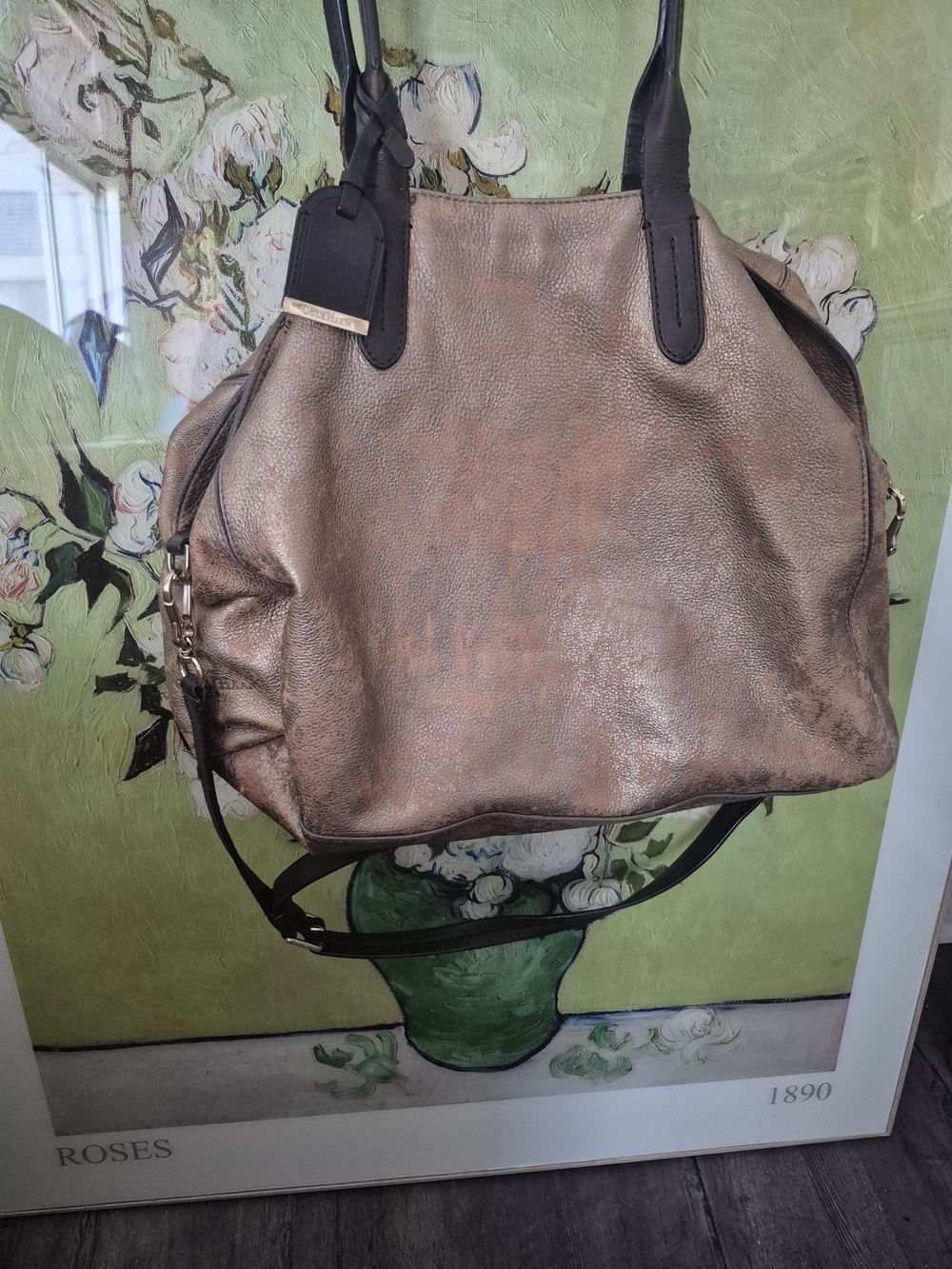 Cole Haan Metallic Bronze Large Tote Shoulder Bag